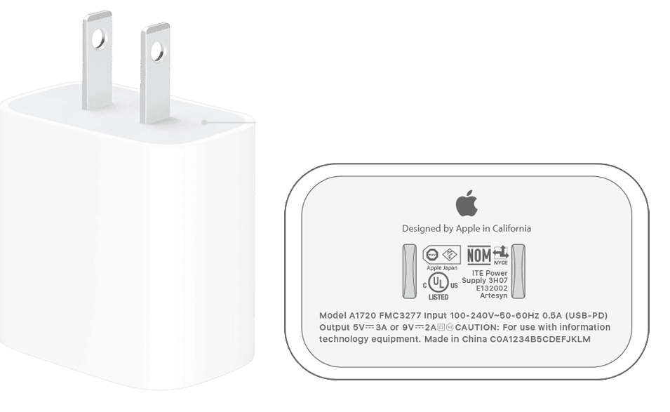 Adaptador de corriente USB-C de 18 W